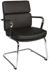 Deco Cantilever Retro Style Faux Leather Reception/Boardroom/Visitors Chair Black - 1101BLK DD